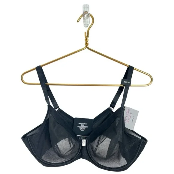NWT Curvy Couture 36DDD Sheer Mesh Full Coverage Bra Black Sexy Support NEW - Picture 3 of 5